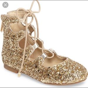 Toddler Sam Edelman Glitter Lace Up Flats Size 8
